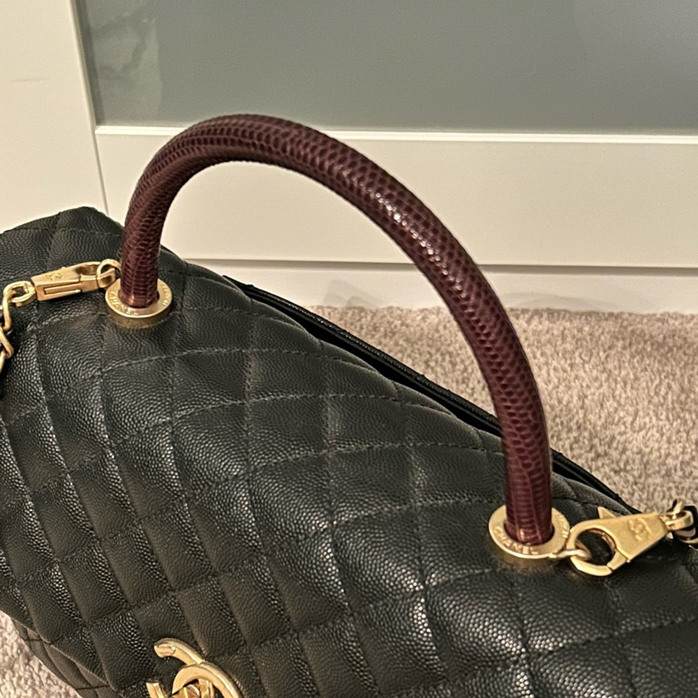 CHANEL CAVIAR MEDIUM COCO TOP HANDLE BAG BLACK✨ AUTHENTIC - Picture 5 of 16